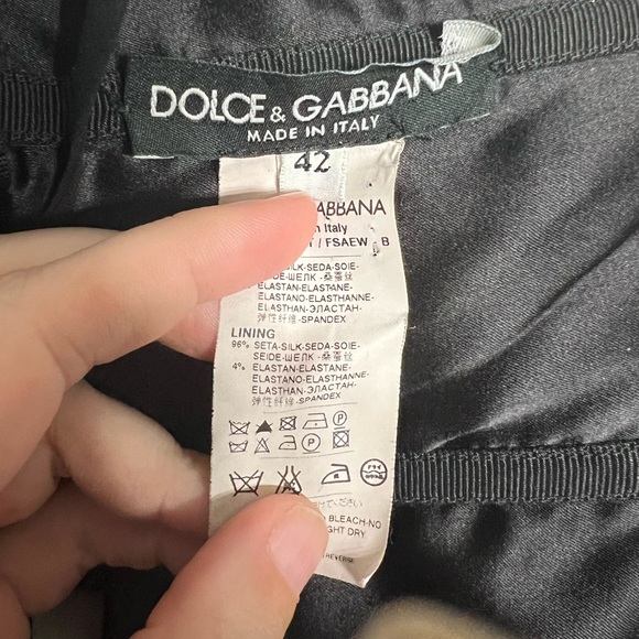 DOLCE & GABANNA VINTAGE WHITE/BLACK DOTS SILK BUSTIER MIDI STRAPLESS DRESS SZ 6 - Picture 11 of 16